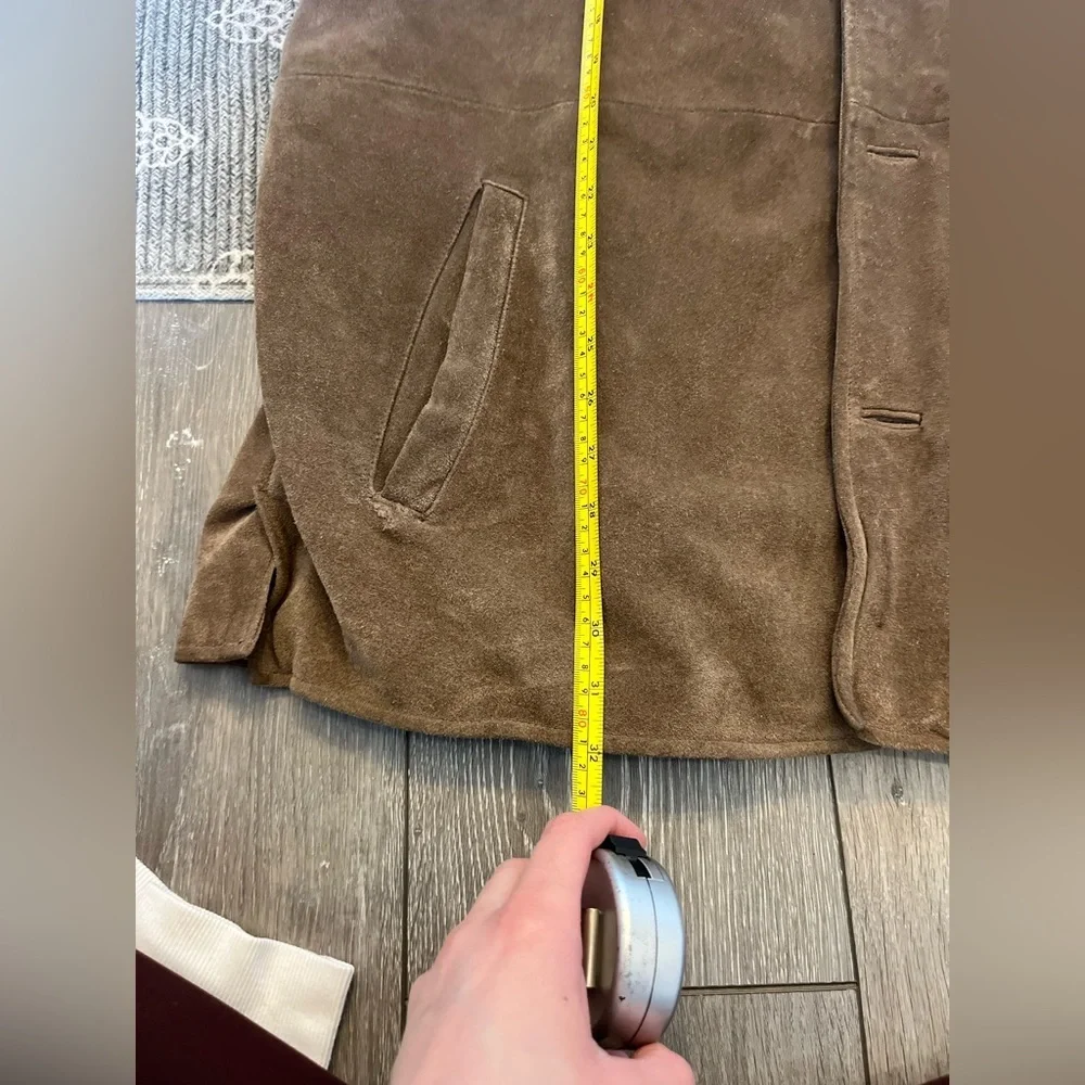 Vintage J. Crew Suede Leather Coat Brown Size XL
